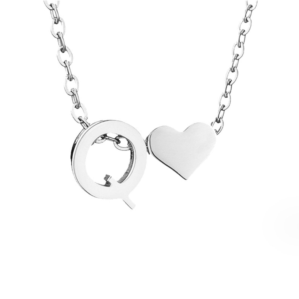 Collier Initial Intemporel avec Pendentif en Cœur