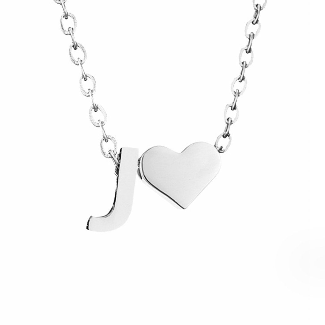 Collier Initial Intemporel avec Pendentif en Cœur