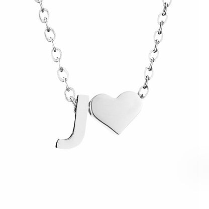 Collier Initial Intemporel avec Pendentif en Cœur