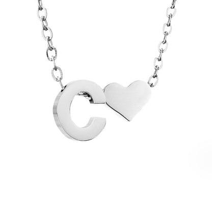 Collier Initial Intemporel avec Pendentif en Cœur