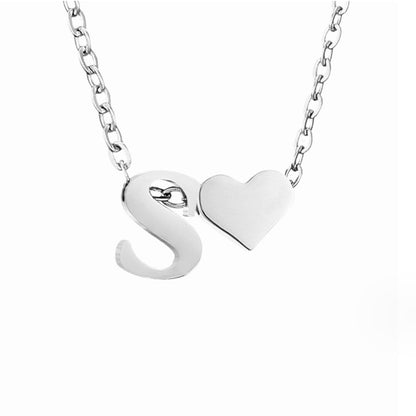 Collier Initial Intemporel avec Pendentif en Cœur