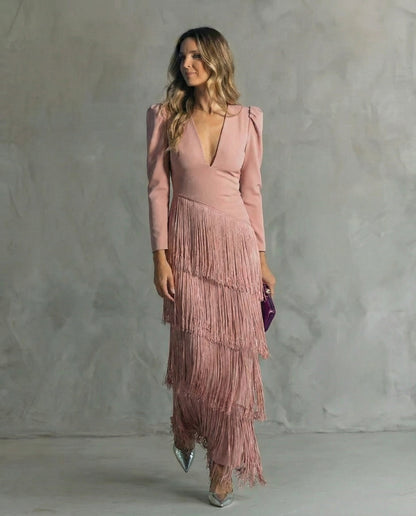 Sofia™ | Vestido Elegante con Mangas de Flecos