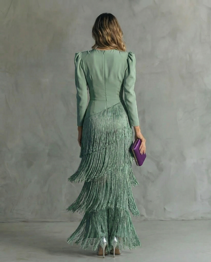 Sofia™ | Vestido Elegante con Mangas de Flecos