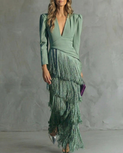Sofia™ | Vestido Elegante con Mangas de Flecos