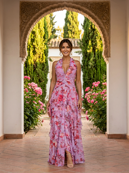 Vestido Largo Elegante con Cuello Halter