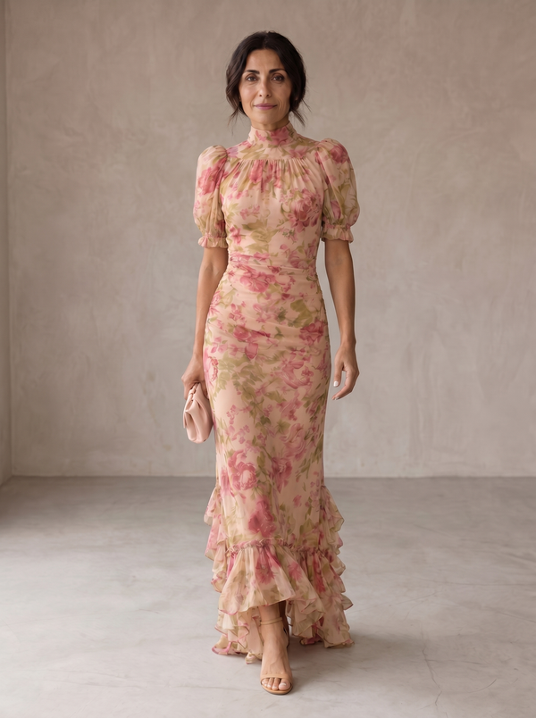 Rosa™ | Vestido Largo Floral en Chiffon