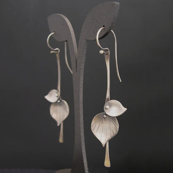 Pendientes Vintage en Plata en Forma de Hoja