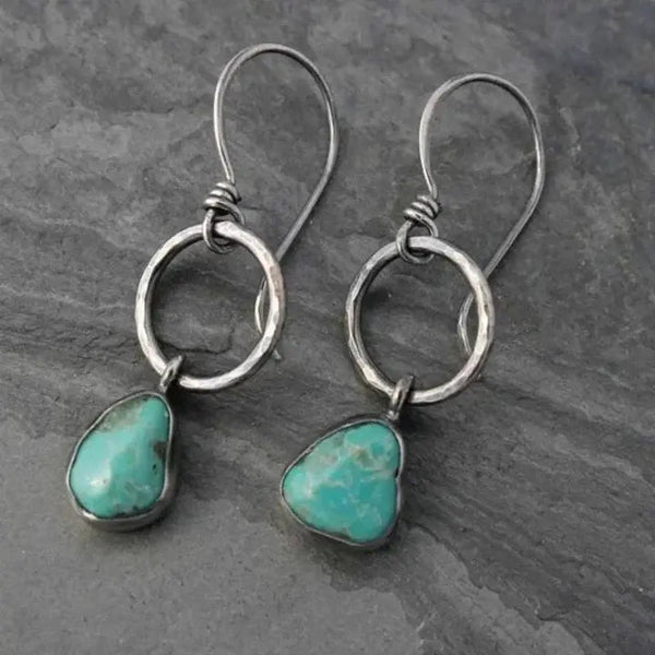 Pendientes de Plata Vintage con Piedra Turquesa