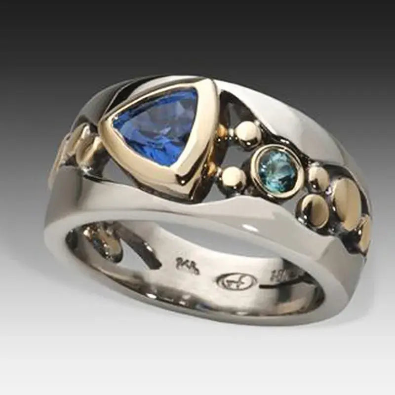 Bague Élégante Vintage avec Cristal Bleu