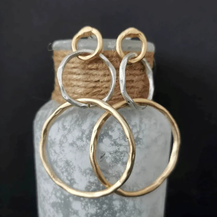 Boucles d'Oreilles Vintage en Or et Argent