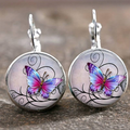 Boucles d'oreilles Vintage en Papillon avec Cristaux Ronds