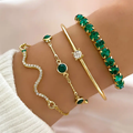 Ensemble de bracelets vintage avec zirconia verte