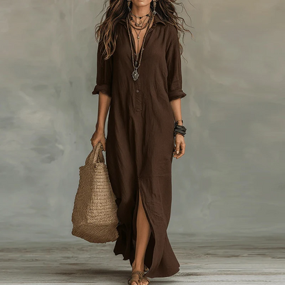 Vestido Selena™ | Maxi holgado con escote abotonado