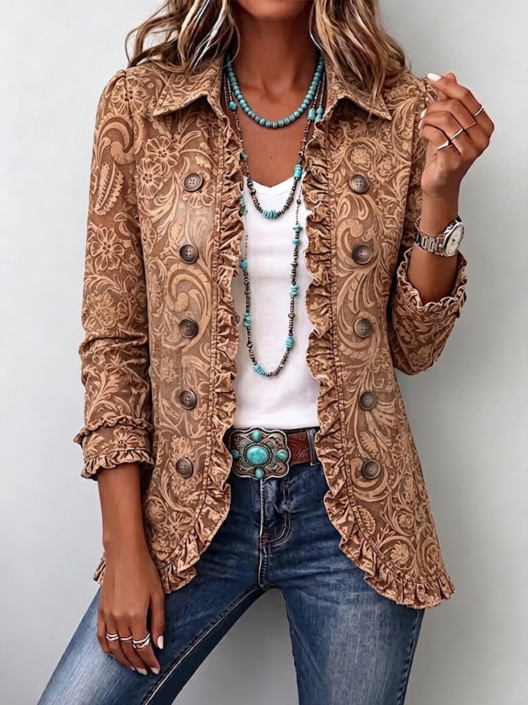 Asunción™ | Chaqueta Floral Vintage con Volantes