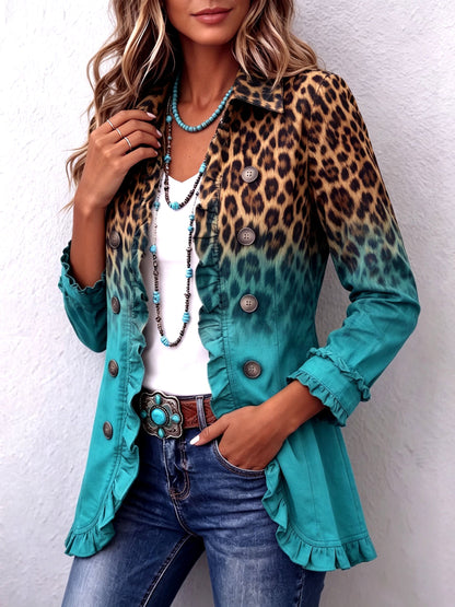Maura™ | Blazer de Leopardo Degradado con Volantes