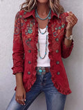 Inma™ | Chaqueta Roja con Estampado Cachemir y Volantes
