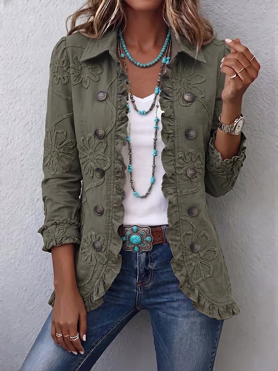 Jimena™ | Chaqueta Bordada con Volantes