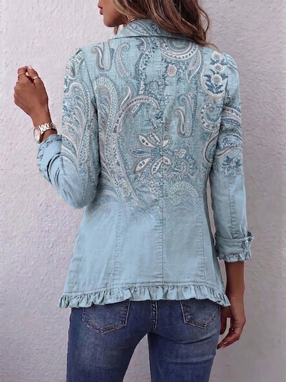 Valeria™ | Chaqueta Vintage con Estampado Cachemir y Volantes