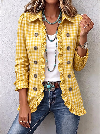 Úrsula™ | Chaqueta de Cuadros Vichy con Volantes