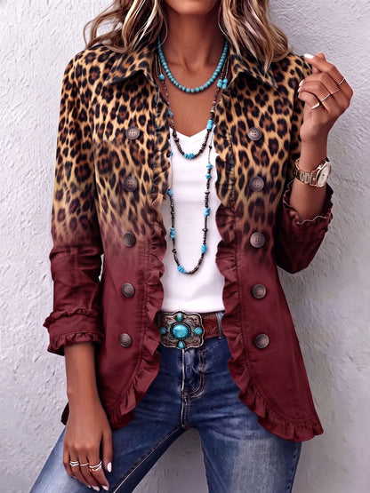 Maura™ | Blazer de Leopardo Degradado con Volantes
