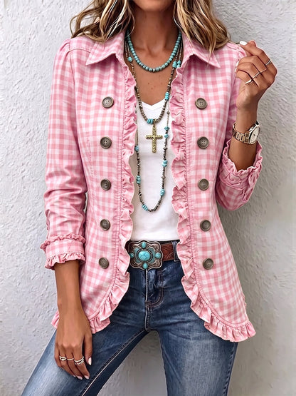Úrsula™ | Chaqueta de Cuadros Vichy con Volantes
