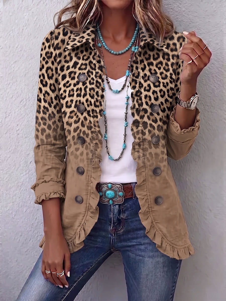 Olivia™ | Chaqueta de Leopardo Degradado con Volantes