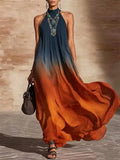 Paula™ | Vestido largo degradado con cuello halter y escote en V