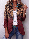Teresa™ | Blazer de Leopardo Burdeos con Volantes
