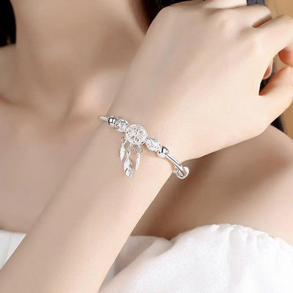 Bracelet avec pendentif attrape-rêves en argent