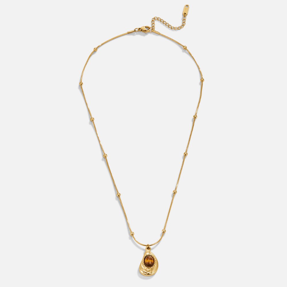 Collier Élégant en Or avec Pierre Œil de Tigre