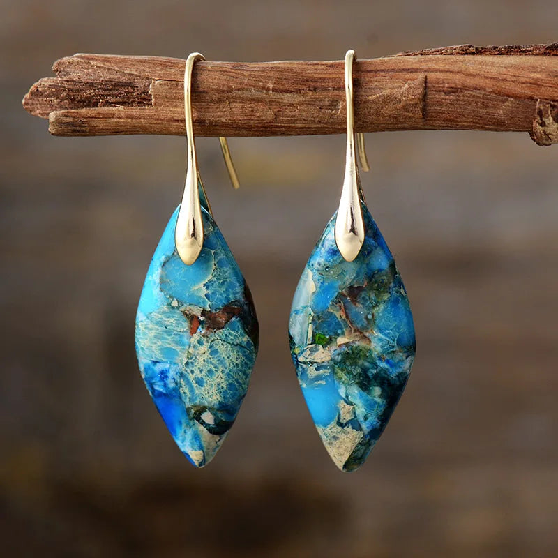 Boucles d'oreilles en goutte avec pierre naturelle