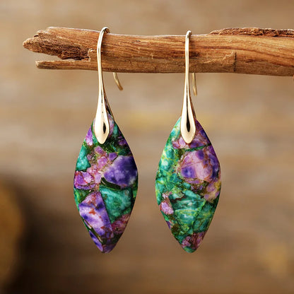 Boucles d'oreilles en goutte avec pierre naturelle