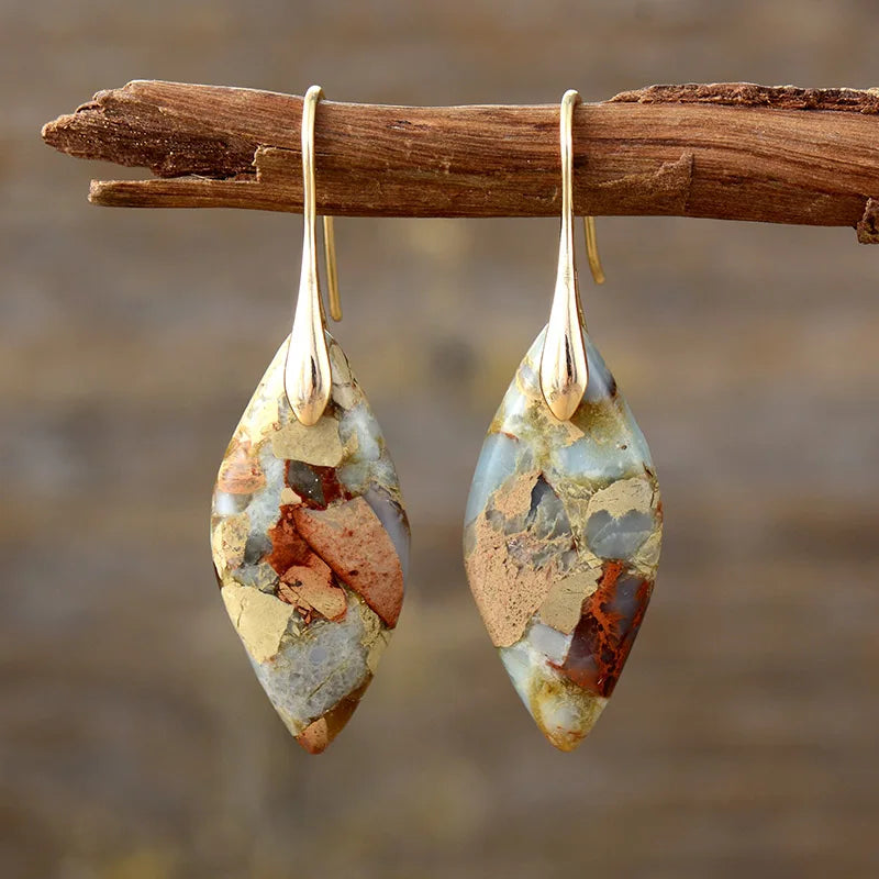 Boucles d'oreilles en goutte avec pierre naturelle